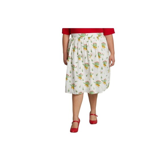 MODCLOTH Dinosaur Print Midi Skirt Size XL NEW - Picture 1 of 4